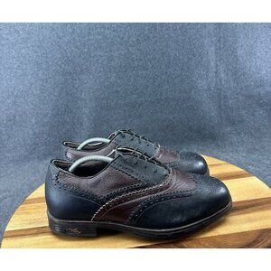 Vtg REEBOK Mens Oxford Brown Black Golf Shoes Cleats Lace Up Size 7.5 Gore-Tex